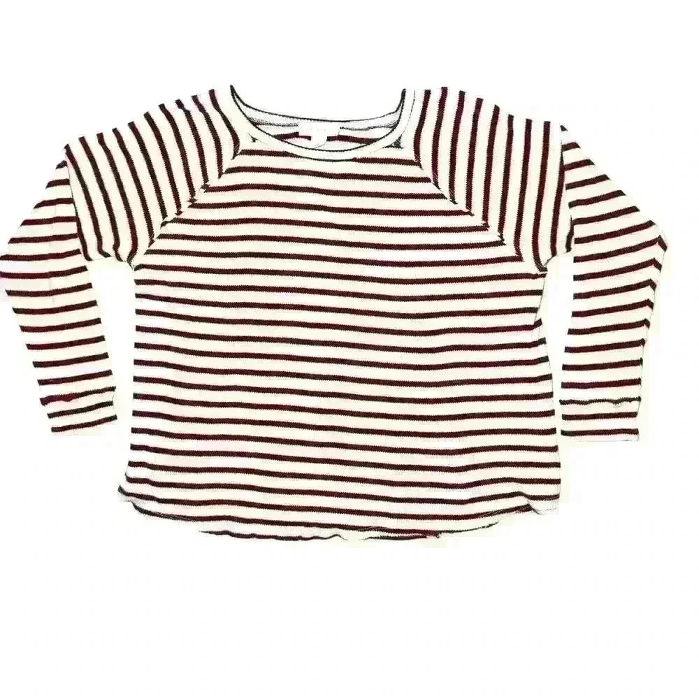 Treasure & Bond Long Sleeve Oversized Striped Shirt Small Rust and Ivory Colors